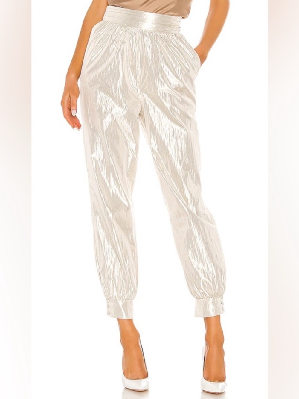Lovers + Friends Metallic Champagne “Alani Joggers”